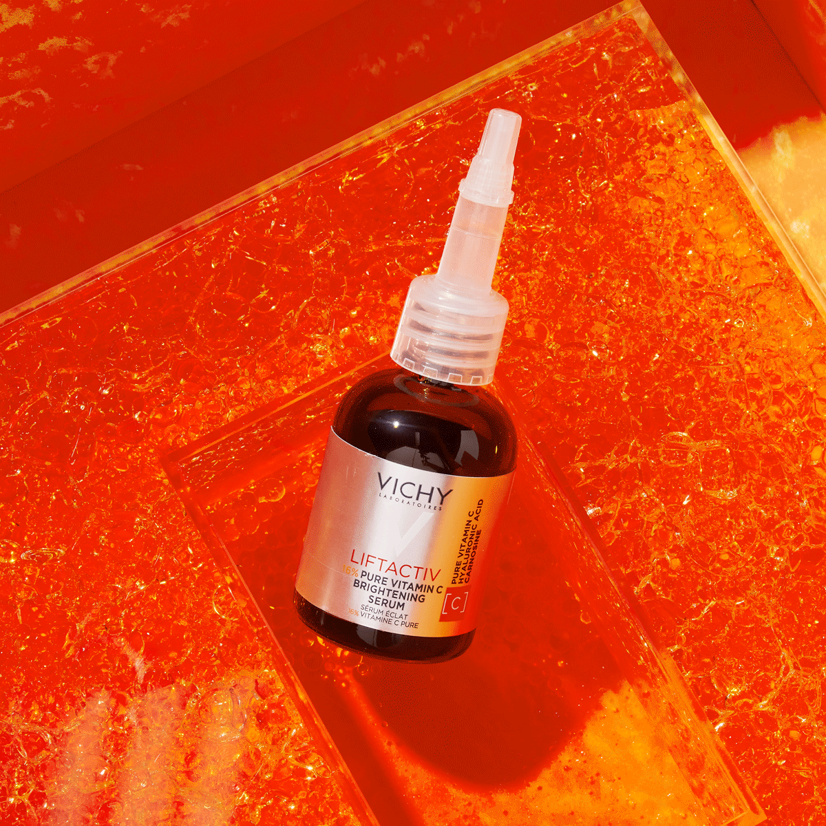 Custom packaging for Vichy by Twelve; Acrylic liquid filed tray for Vitamin C product