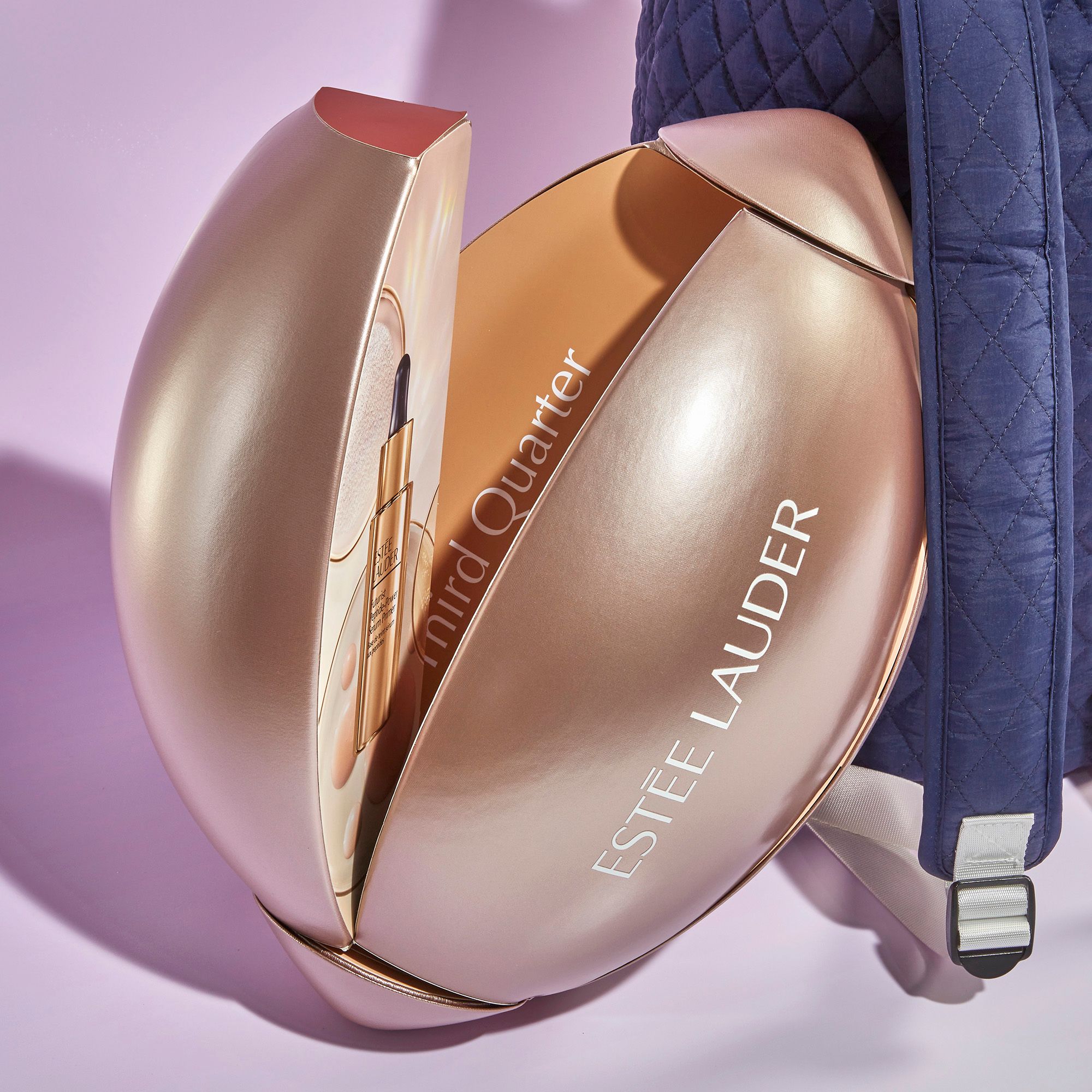 Estée Lauder custom packaging and influencer PR mailer box designed by Twelve; custom branded football packaging box