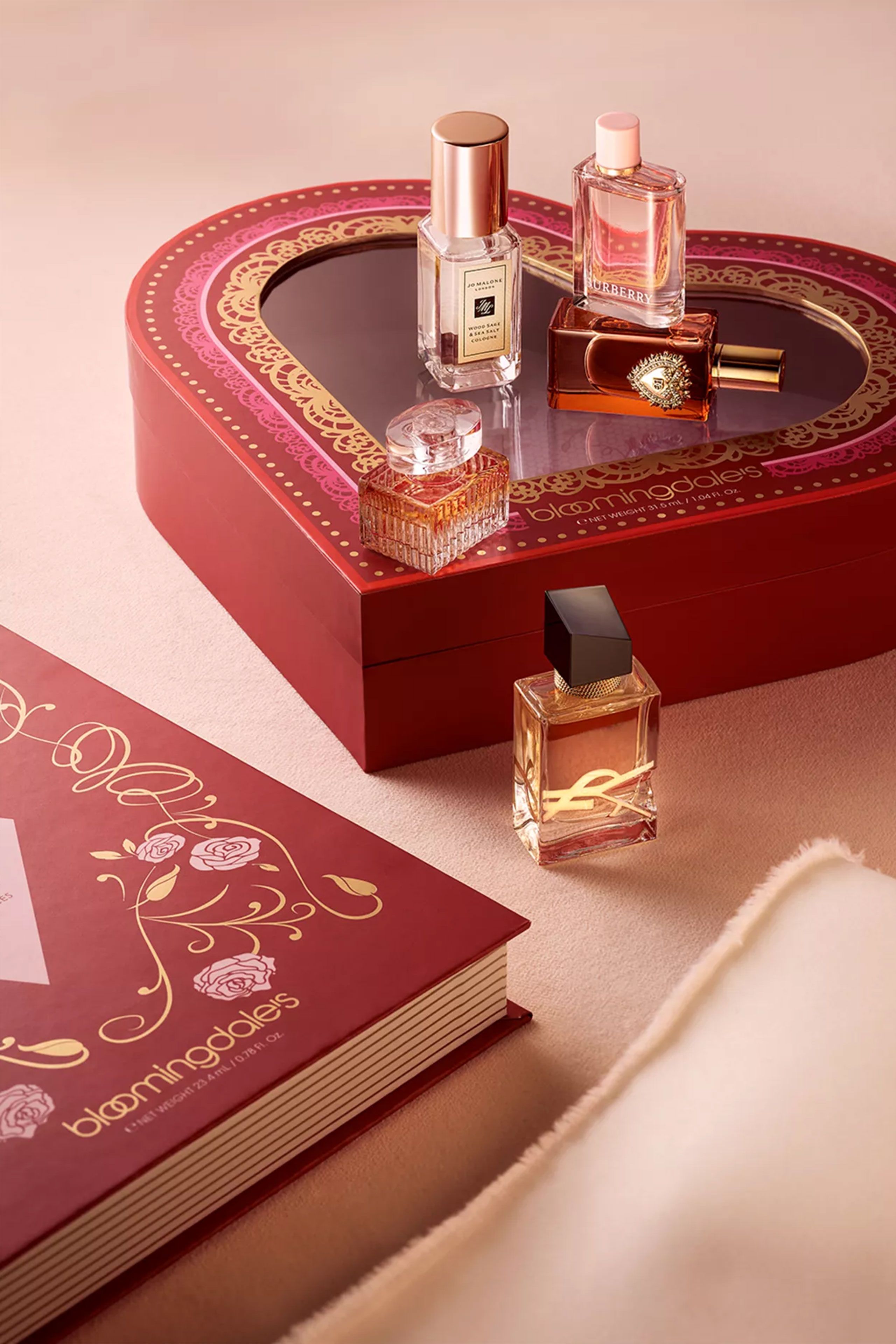 Bloomingdale's fragrance gift collection with custom seasonal packaging design