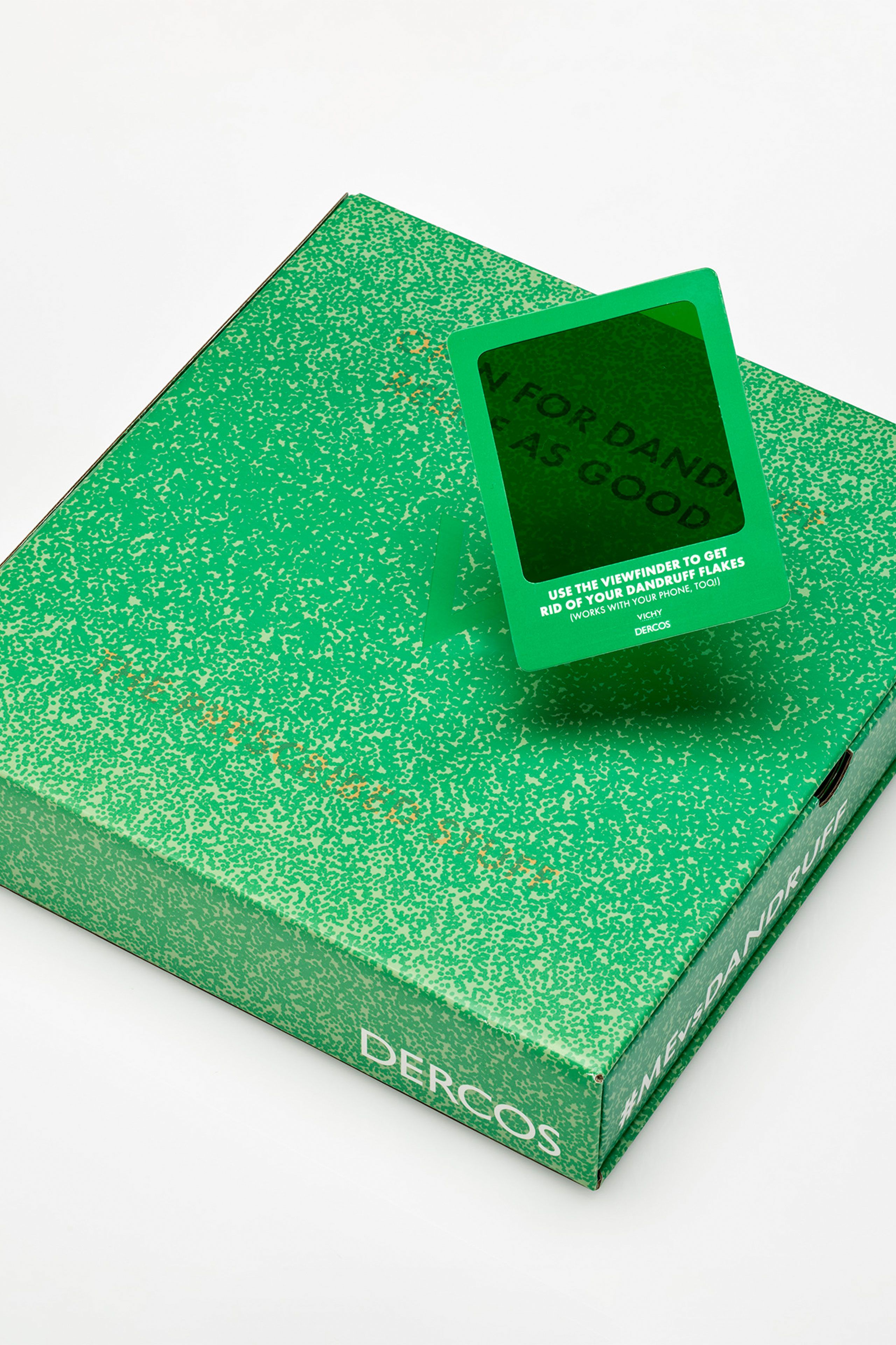 Vichy Dercos PR mailer featuring custom decoder packaging and interactive reveal